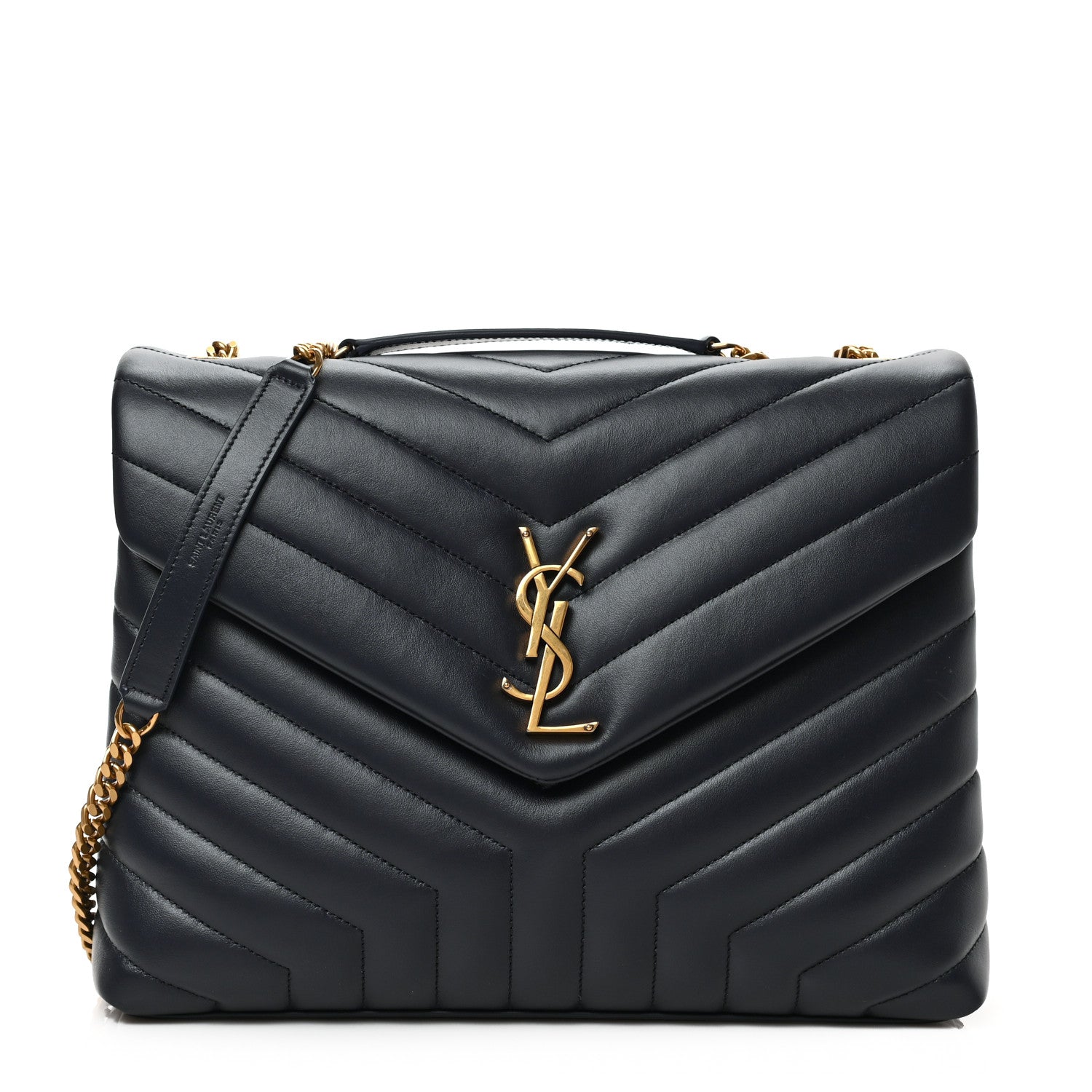 Saint Laurent Calfskin Y Quilted Monogram Medium Loulou Chain Satchel Black 1 of 8