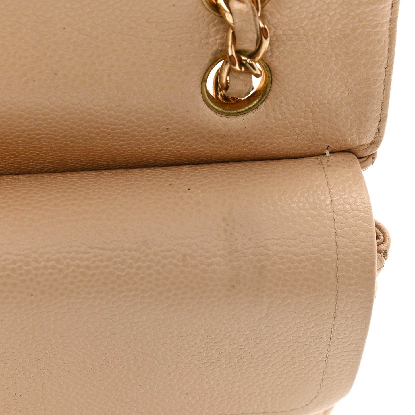 Caviar Quilted Medium Double Flap Beige Clair