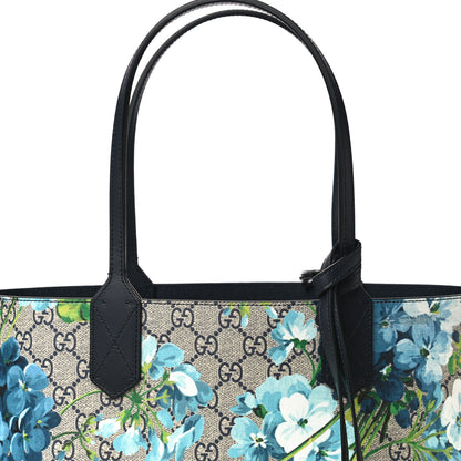 Gucci GG Supreme Monogram Blooms Small Reversible Tote Beige Blue Navy 9 of 9
