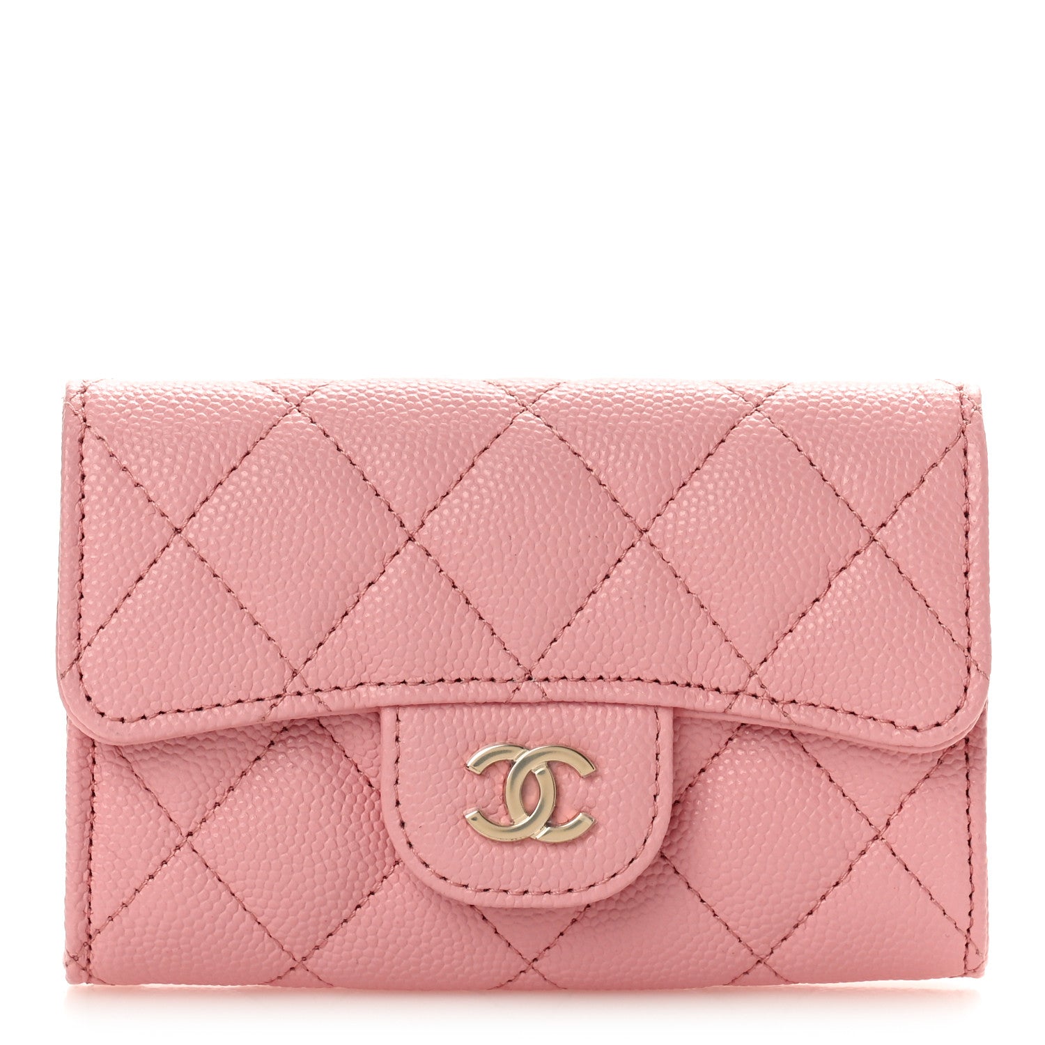 Chanel Caviar Quilted Flap Card Holder Wallet Light Pink 1 of 10