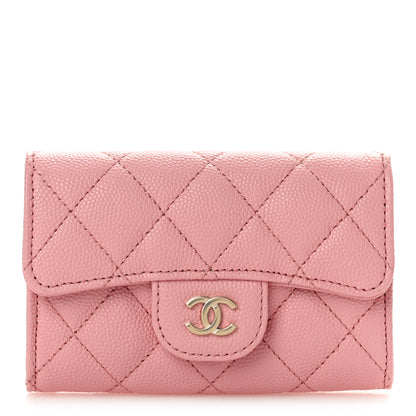 Chanel Caviar Quilted Flap Card Holder Wallet Light Pink 1 of 10