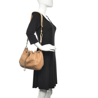 Chanel Calfskin Stitched Medium Drawstring CC Bag Beige 2 of 11