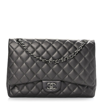 Chanel Metallic Lambskin Quilted Maxi Single Flap Grey 1 of 10