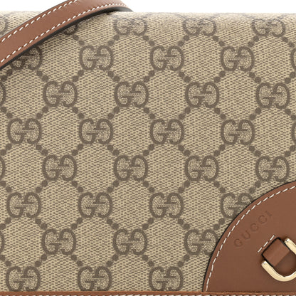 Gucci GG Supreme Monogram Textured Calfskin Emblem Super Mini Shoulder Bag Beige Dark Brown 8 of 13