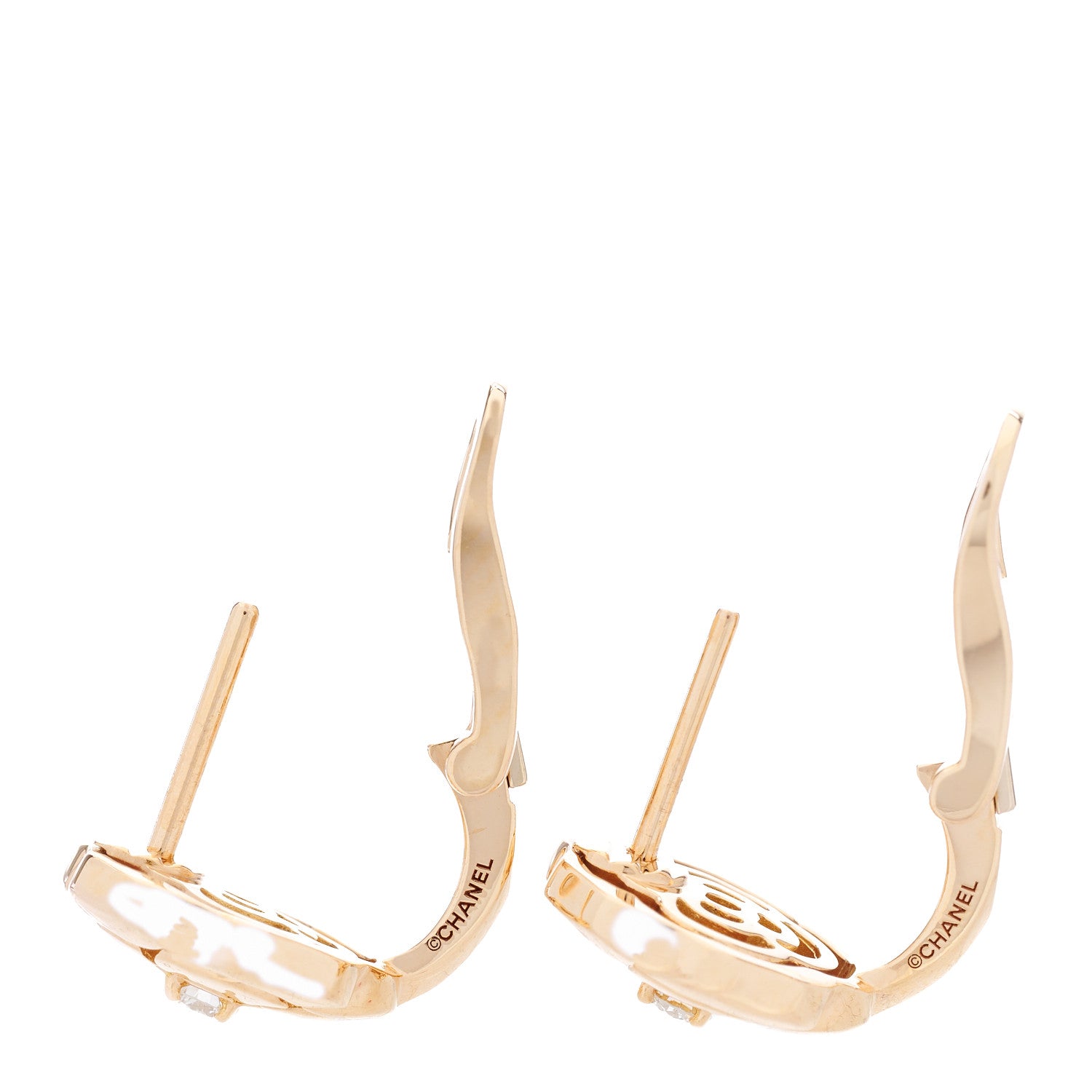 Chanel 18K Rose Gold Diamond Extrait de Camelia Earrings 3 of 4