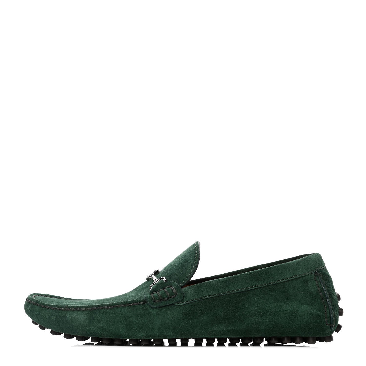 Louis Vuitton Suede Calfskin Mens LV Porto Vecchio Moccasin Loafers 7.5 Green 1 of 4