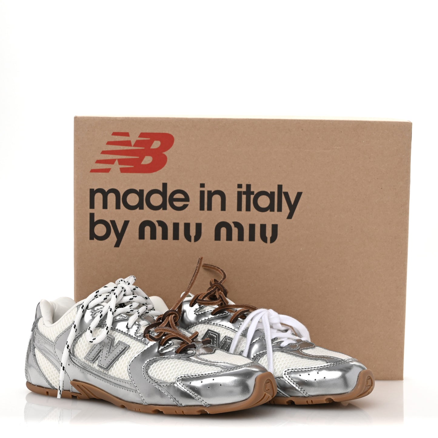 X NEW BALANCE Metallic Calfskin Mesh 530 SL Sneakers 37.5 Argento