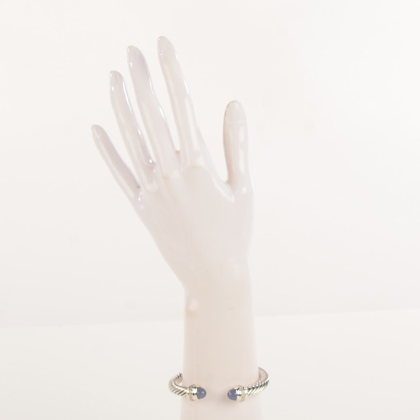 Sterling Silver Diamond Chalcedony 7mm Cable Classics Bracelet
