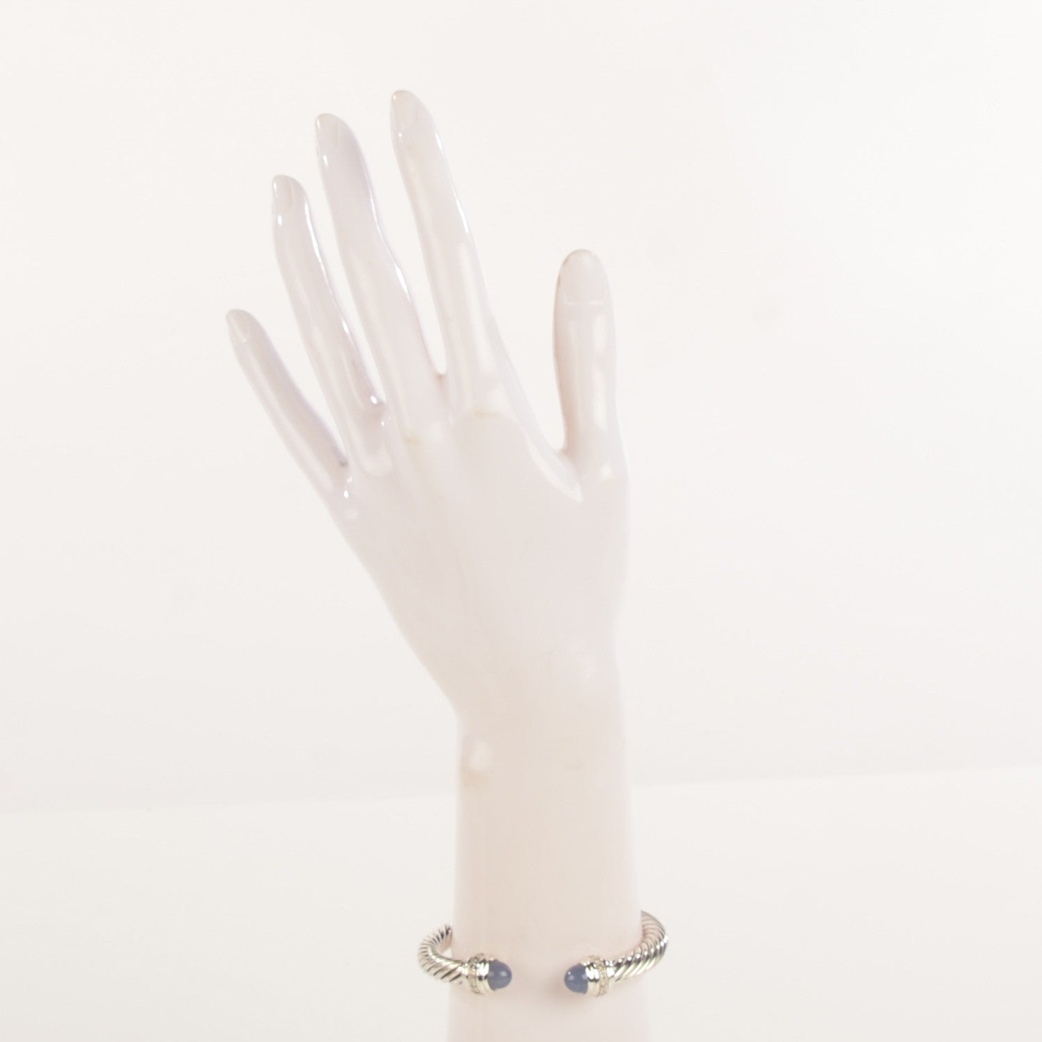 David Yurman Sterling Silver Diamond Chalcedony 7mm Cable Classics Bracelet 2 of 7