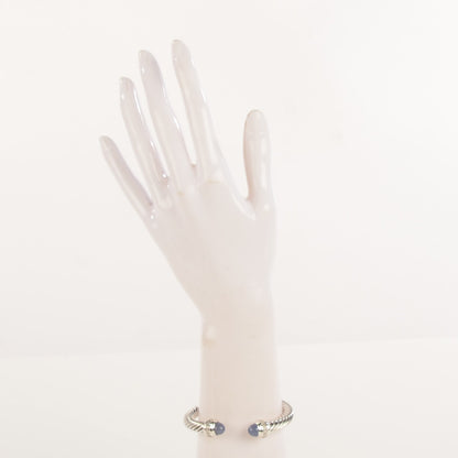 David Yurman Sterling Silver Diamond Chalcedony 7mm Cable Classics Bracelet 2 of 7