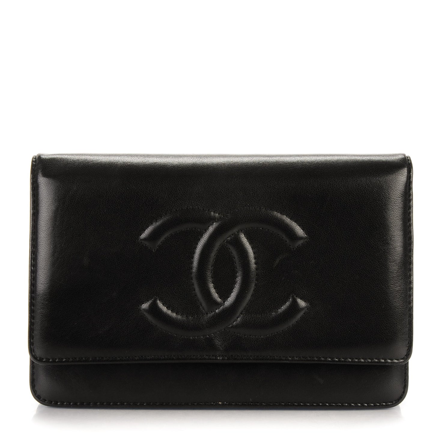 Lambskin Timeless CC Wallet On Chain WOC Black