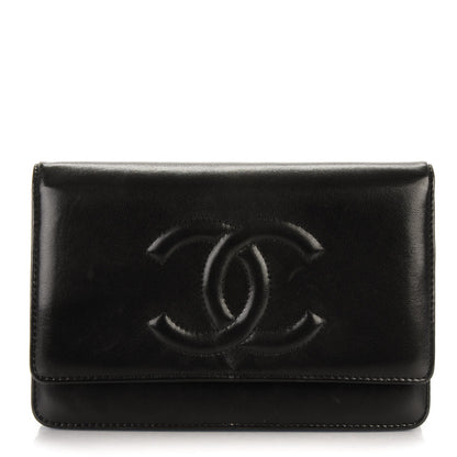 Chanel Lambskin Timeless CC Wallet On Chain WOC Black 1 of 8