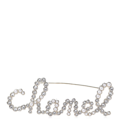 Chanel Metal Glass Swirling Pearls Brooch Pin Gold 1 of 3