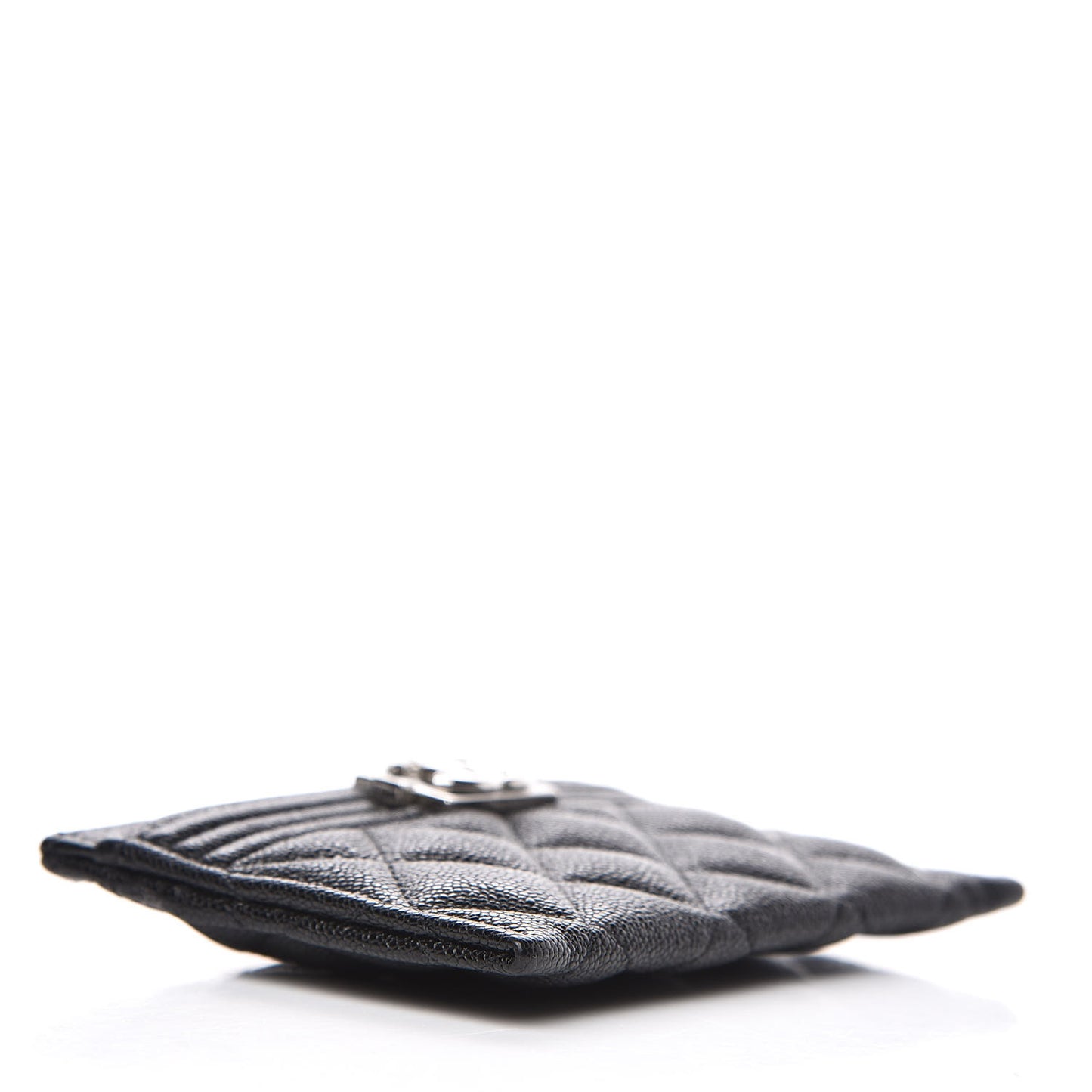 Metallic Caviar Quilted Boy Card Holder Black