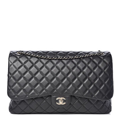 Chanel Metallized Calfskin Quilted Small XXL Travel Flap Bag Black 1 of 14
