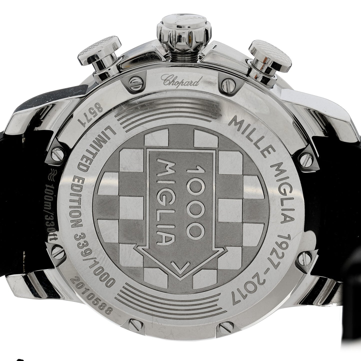 Stainless Steel Rubber 44mm Mille Miglia Chronograph Automatic Watch Silver