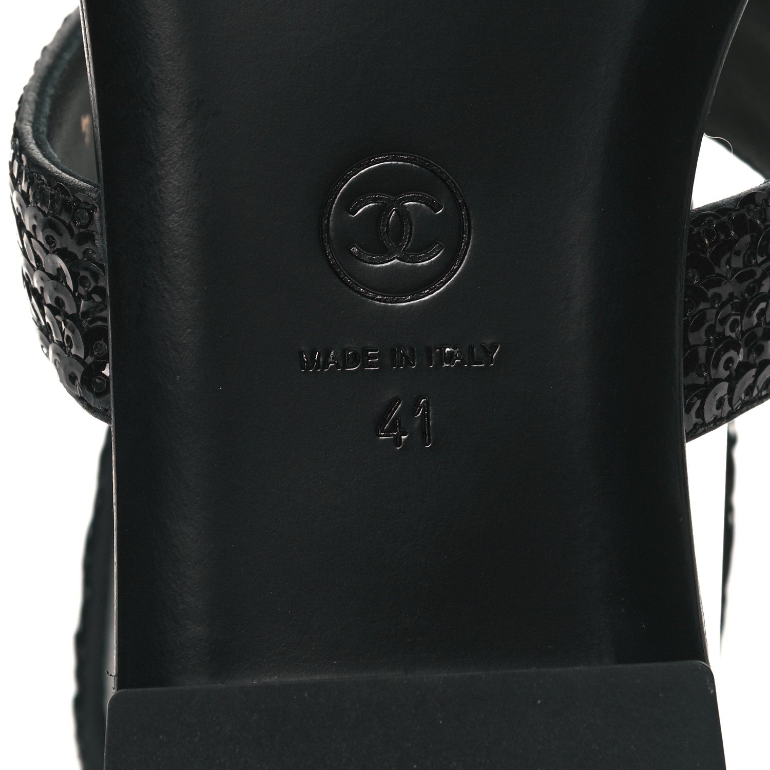 Chanel Lambskin Sequin Pearl CC Thong Sandals 41 Black 6 of 9