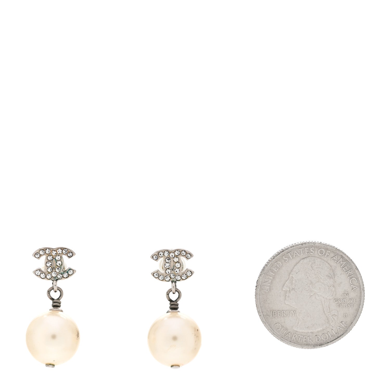 Chanel crystal CC pearl earrings 2 of 7