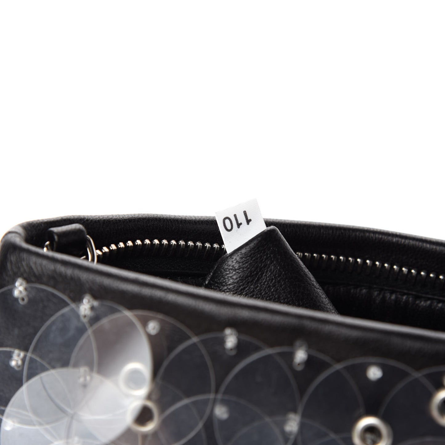 Calfskin Chained Sequin Crossbody Black Transparent