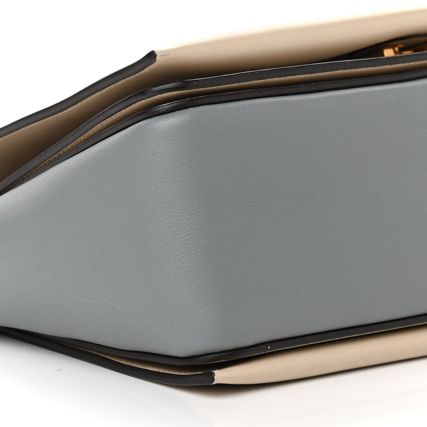 Shiny Smooth Calfskin Medium Frame Shoulder Bag Grege Storm