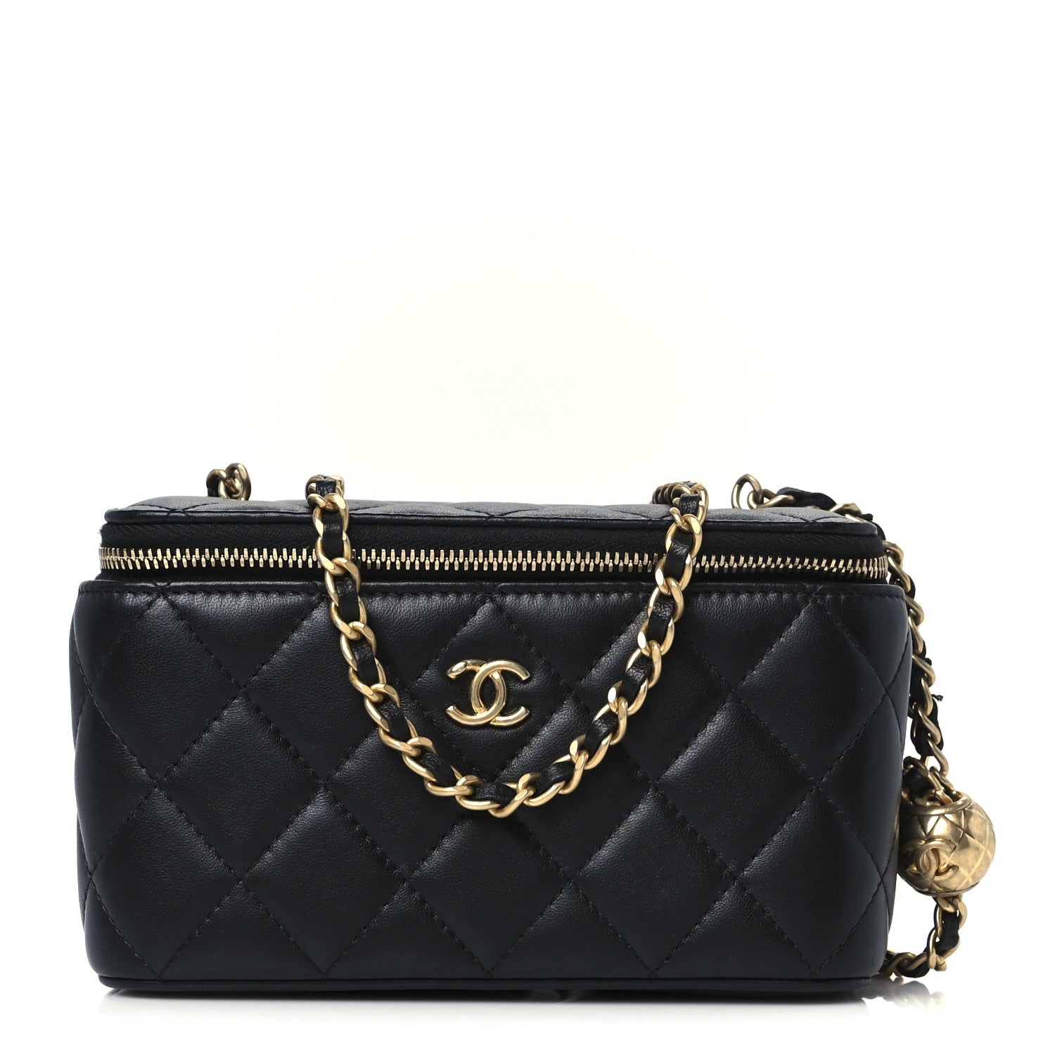 Chanel Lambskin Quilted Pearl Crush Small Vanity Case With Chain Black 1 of 12