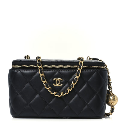 Chanel Lambskin Quilted Pearl Crush Small Vanity Case With Chain Black 1 of 12