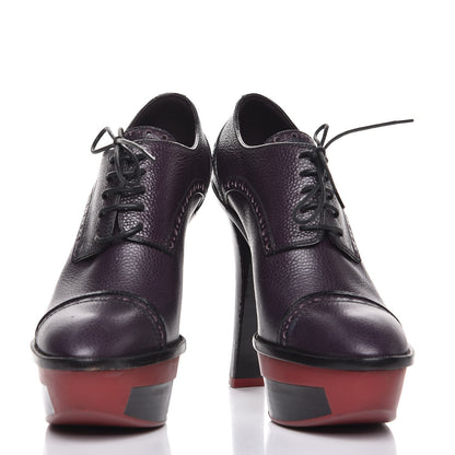 Louis Vuitton Grained Calfskin Platform Lace Up Pumps 38.5 Purple 11 of 13