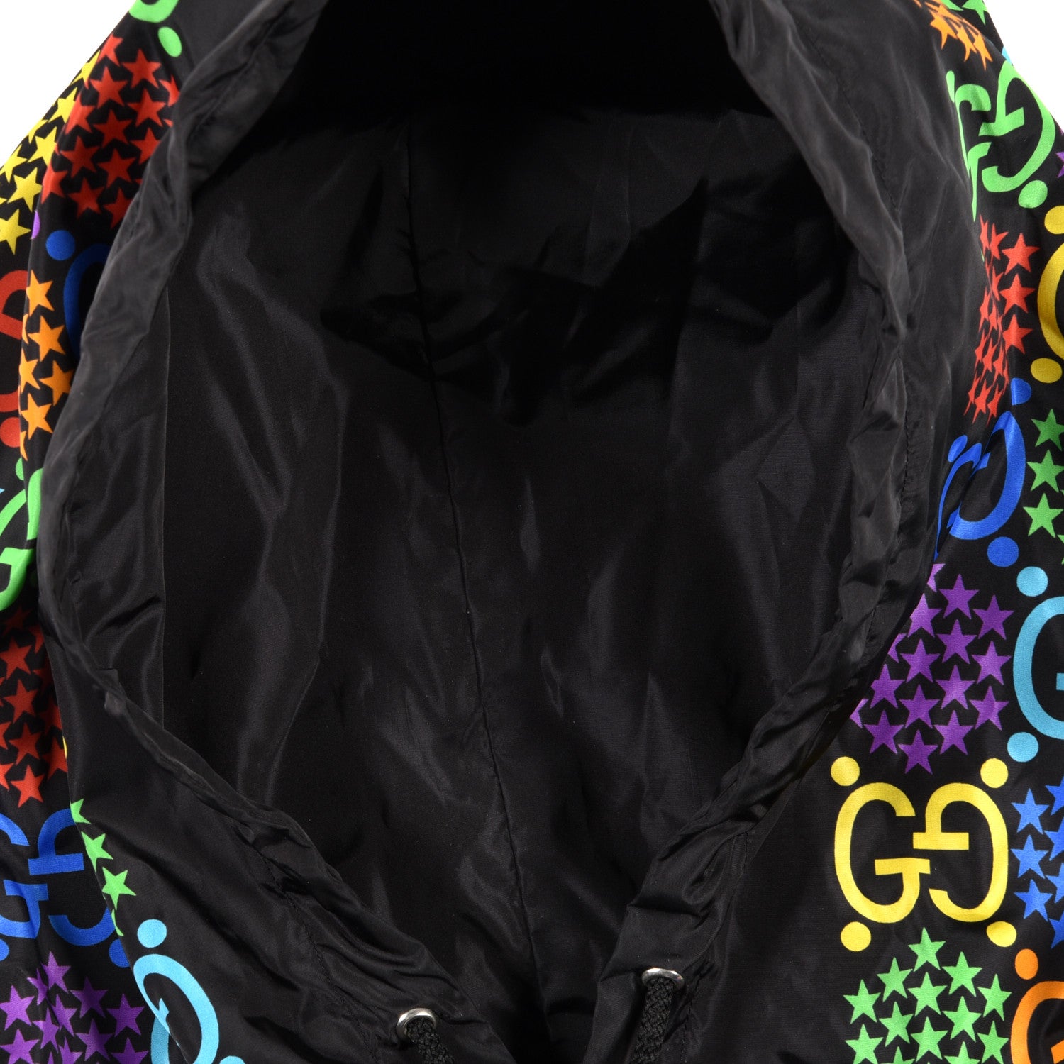 Gucci Silk Nylon Monogram Psychedelic Rain Hood Black 7 of 8