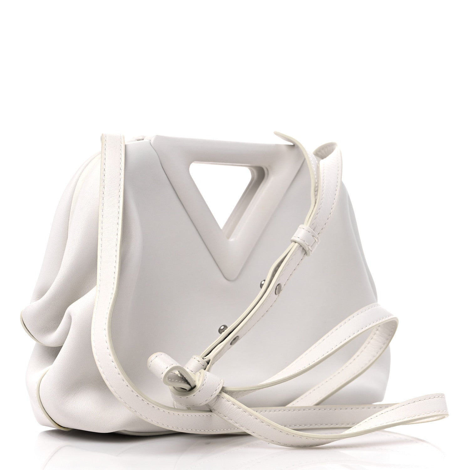 Bottega Veneta Calfskin The Point Triangle Bag Chalk 3 of 12