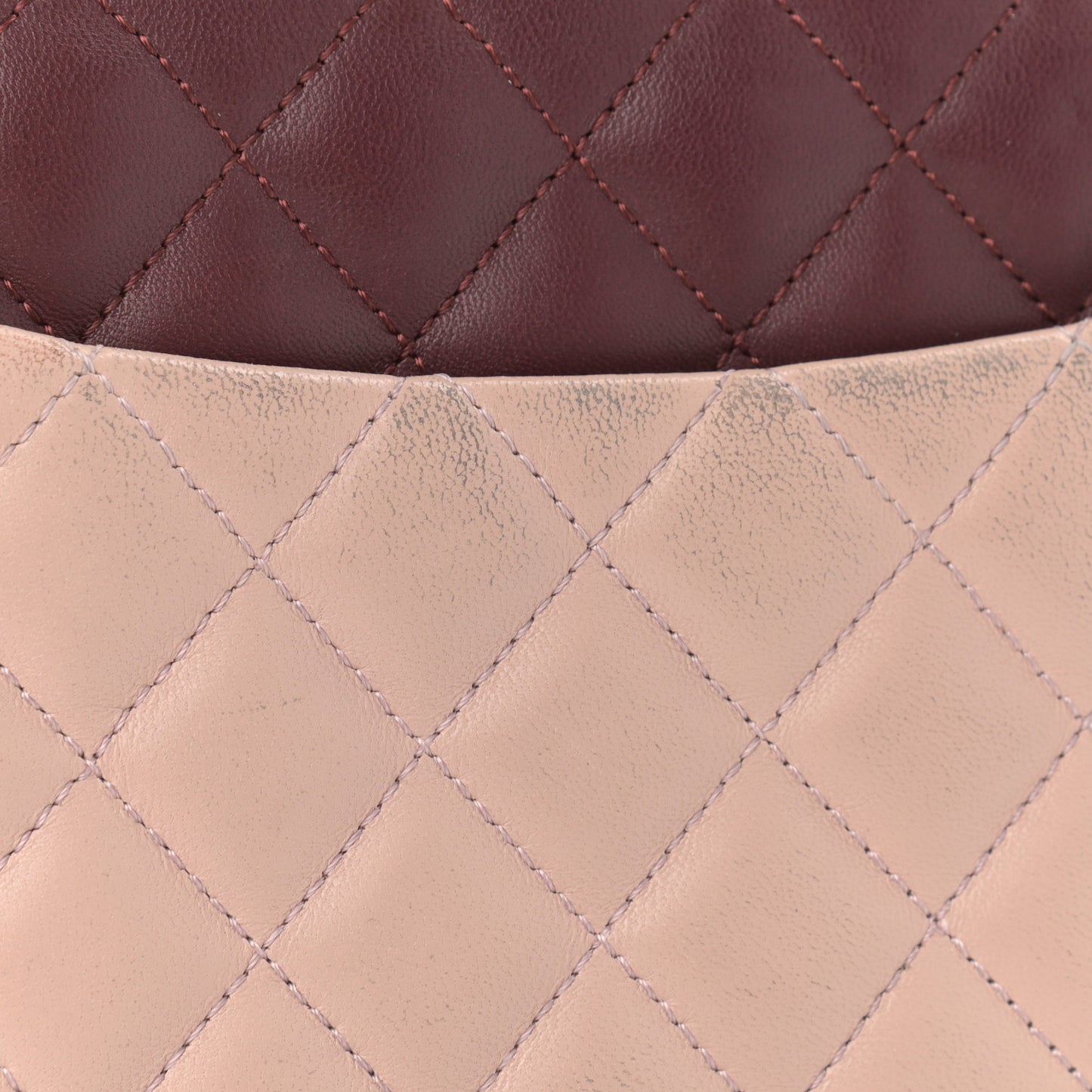 Lambskin Quilted Medium Tri-Color Flap Burgundy Dark Pink