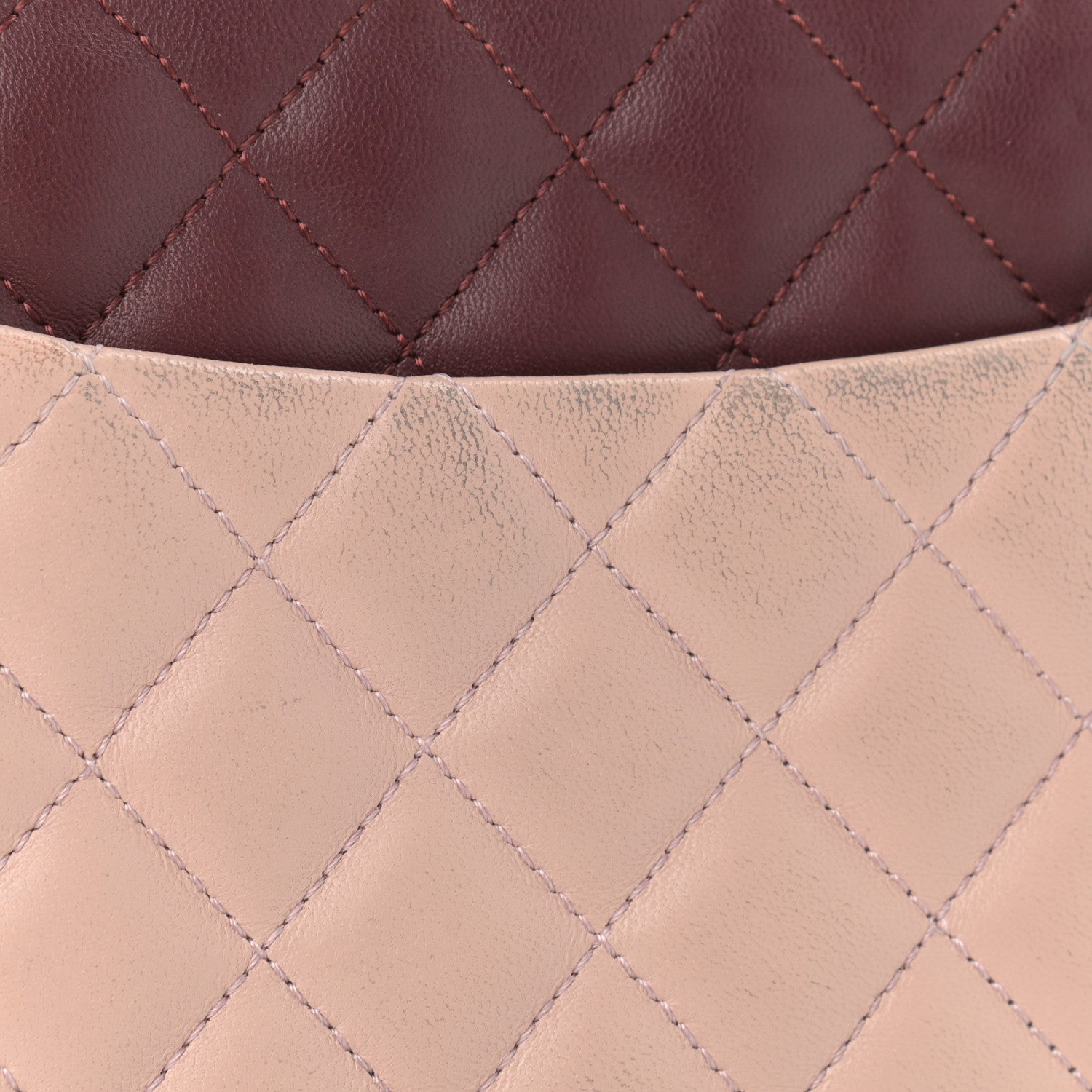 Chanel Lambskin Quilted Medium Tri-Color Flap Burgundy Dark Pink 10 of 10