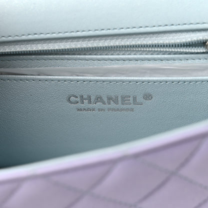 Chanel Perforated Lambskin Quilted Mini Rectangular Flap Light Blue Light Purple White 6 of 11