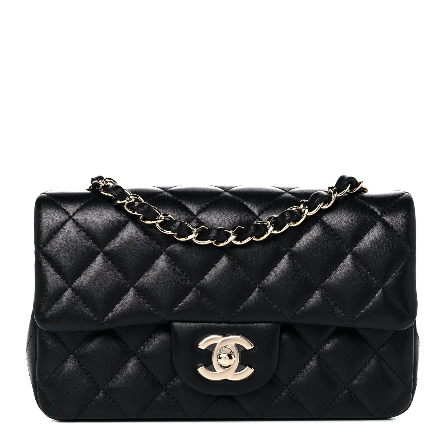 Lambskin Quilted Mini Rectangular Flap Black