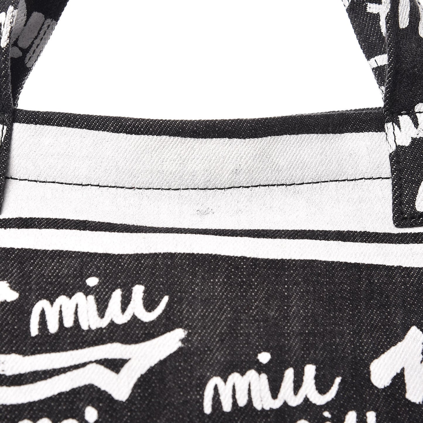 Denim Print Shopping Tote Black