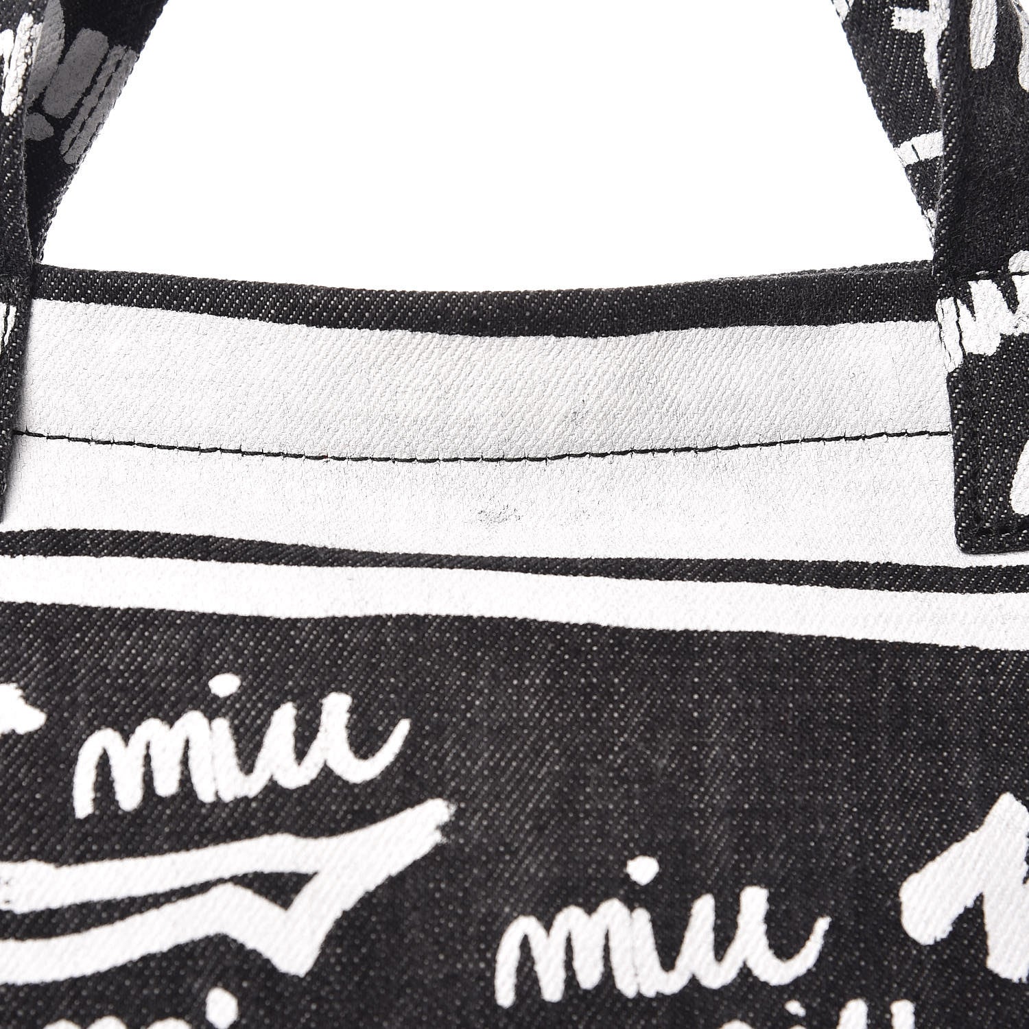Miu Miu Denim Print Shopping Tote Black 9 of 11
