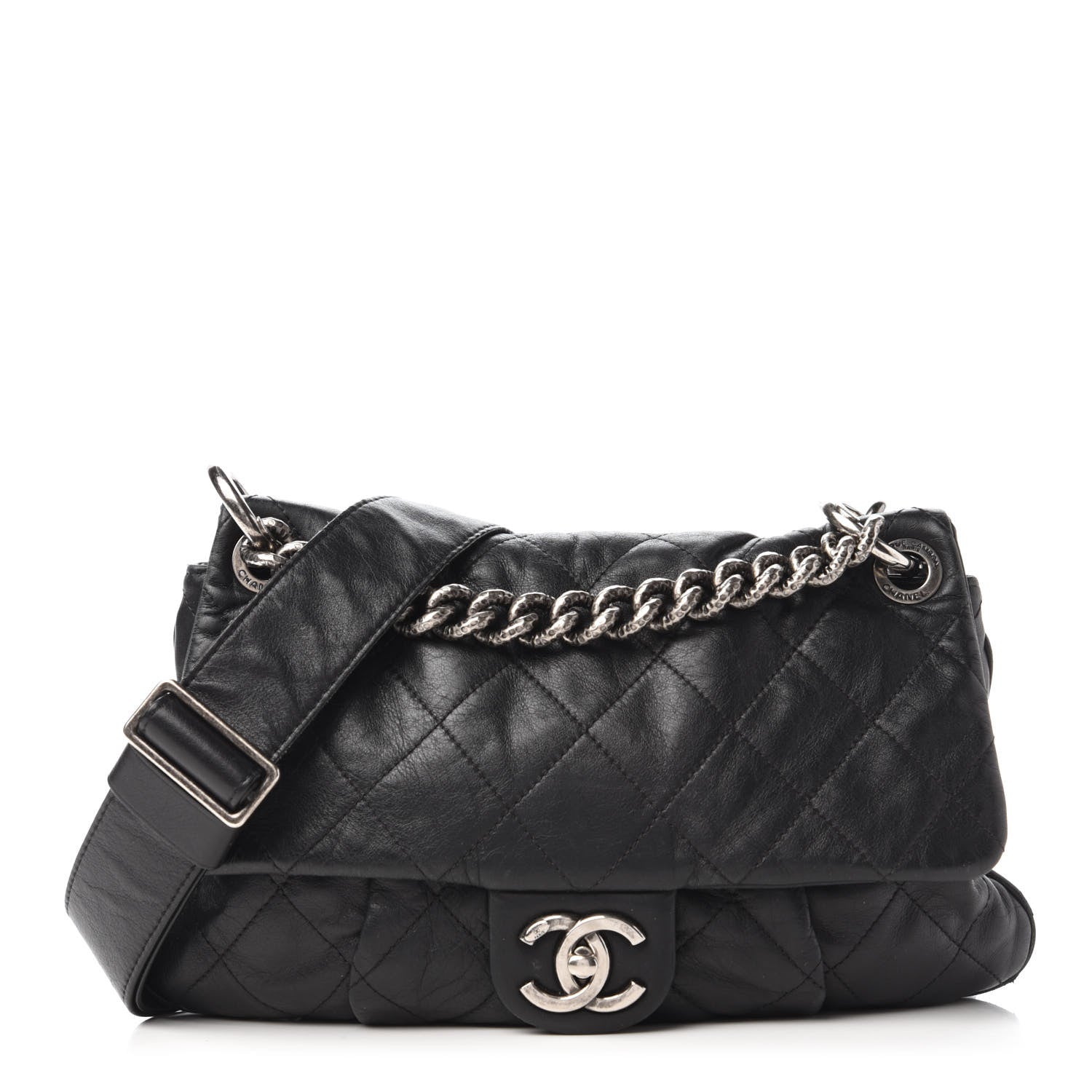Chanel Calfskin Coco Pleats Messenger Flap Black 1 of 11