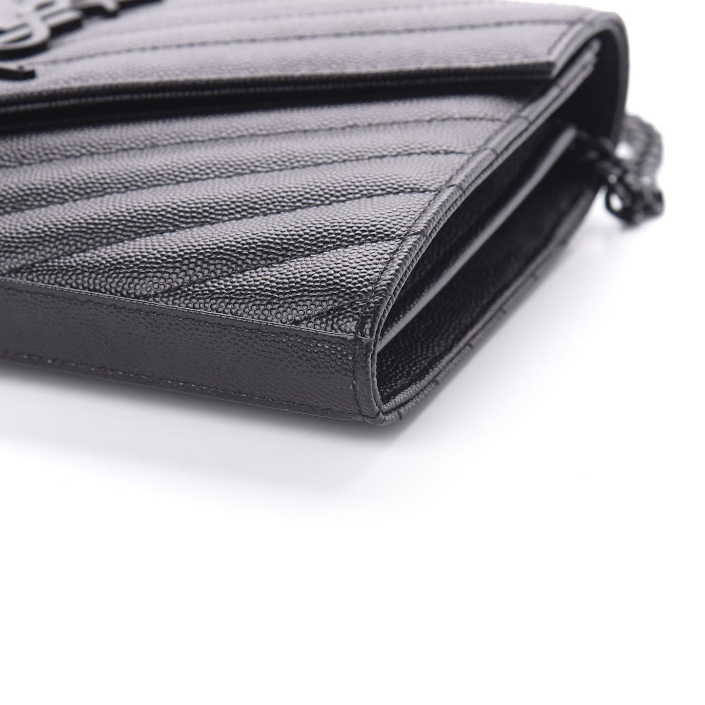 Grain De Poudre Matelasse Chevron Monogram Chain Wallet Black