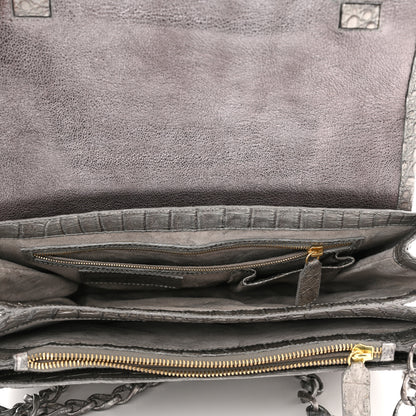 Nancy Gonzalez Metallic Crocodile Flap Chain Shoulder Bag Grey 4 of 10