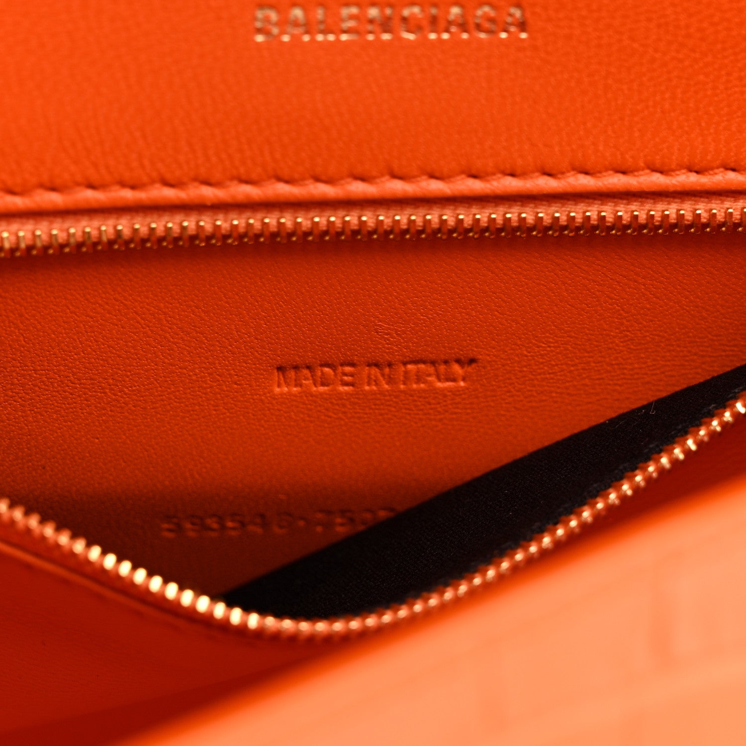 Balenciaga Shiny Calfskin Crocodile Embossed Small Hourglass Top Handle Bag Orange 7 of 11