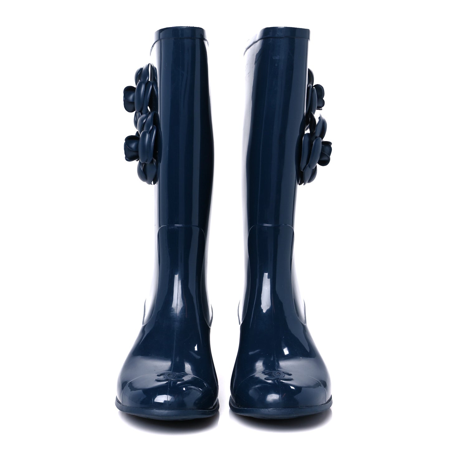 Rubber Camellia Rain Boots 37 Dark Blue