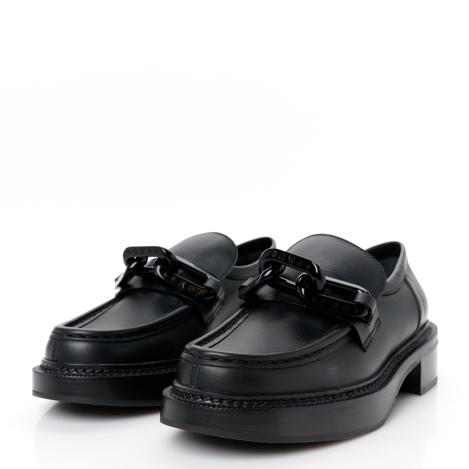 Louis Vuitton Calfskin Oversized Chain Academy Loafers 37 Black 4 of 8