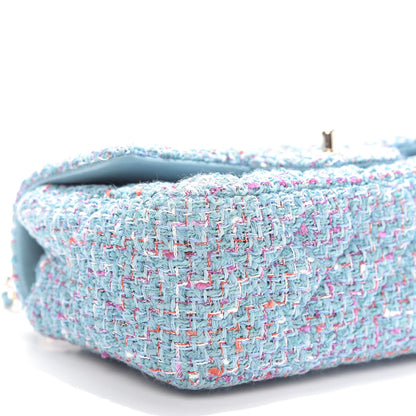 Chanel Tweed Quilted Mini Rectangular Flap Turquoise Purple White Red 6 of 9