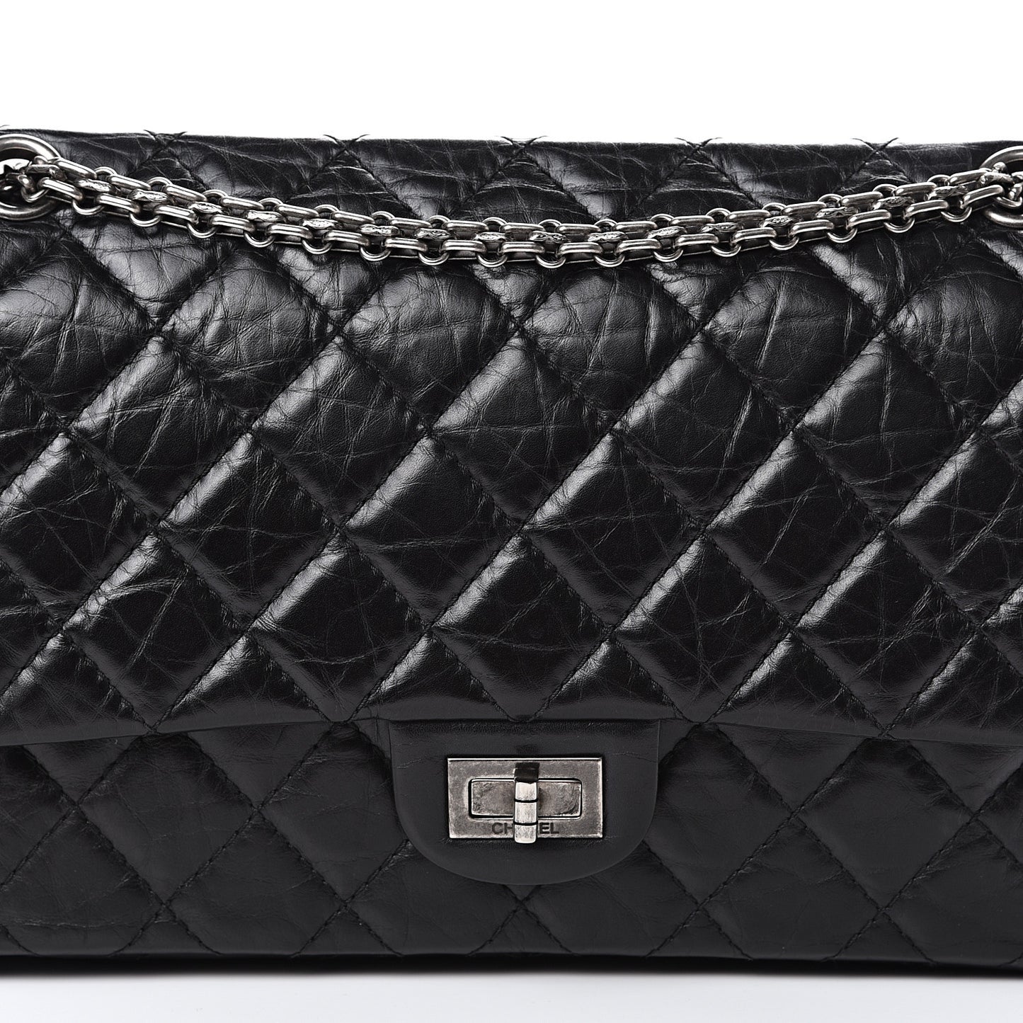Aged Calfskin Quilted 2.55 Reissue 226 Flap Black