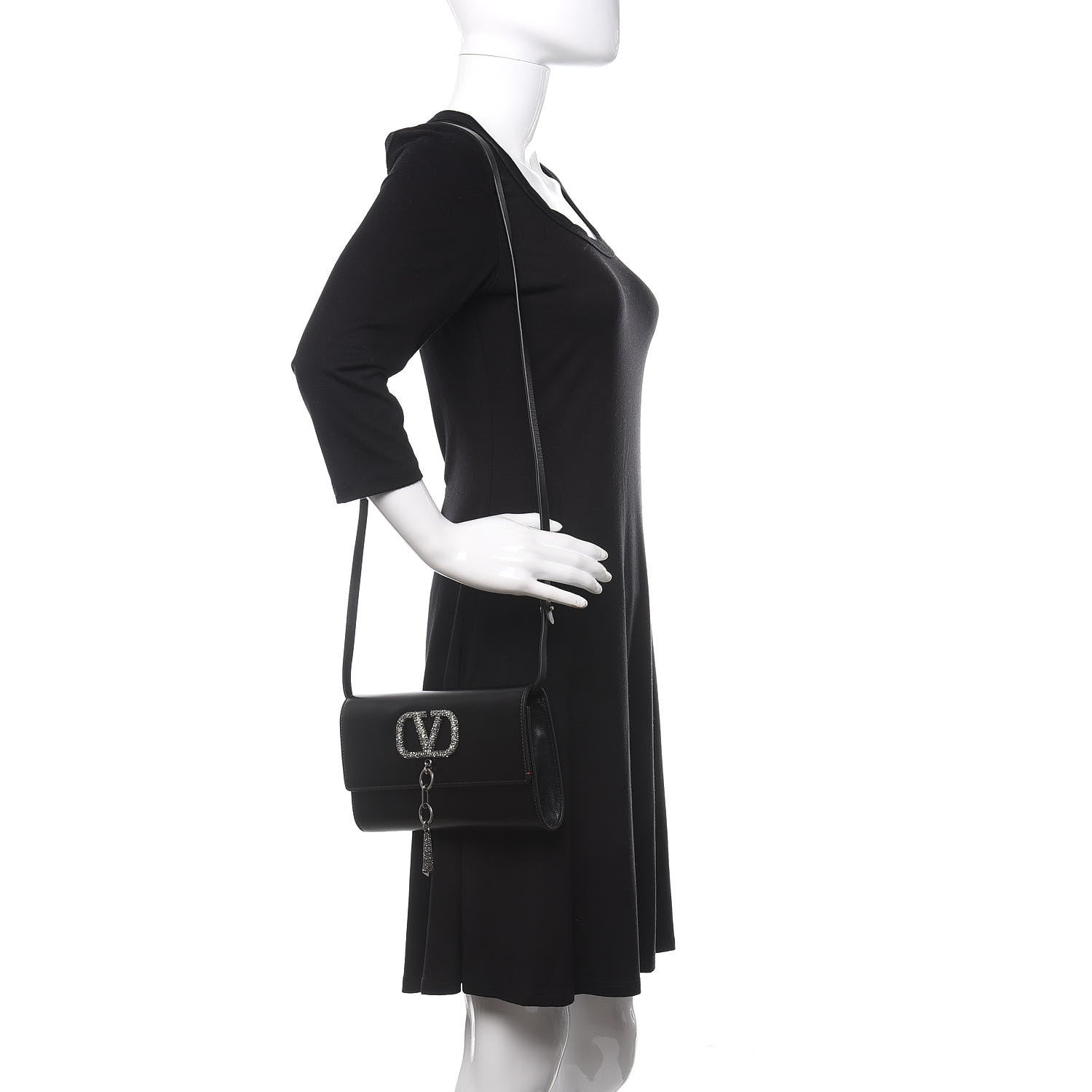 Valentino Garavani Calfskin VCase Chain Wallet Black 2 of 12