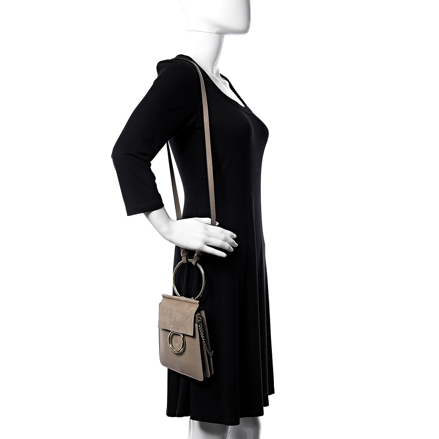 Suede Calfskin Mini Faye Bracelet Bag Motty Grey