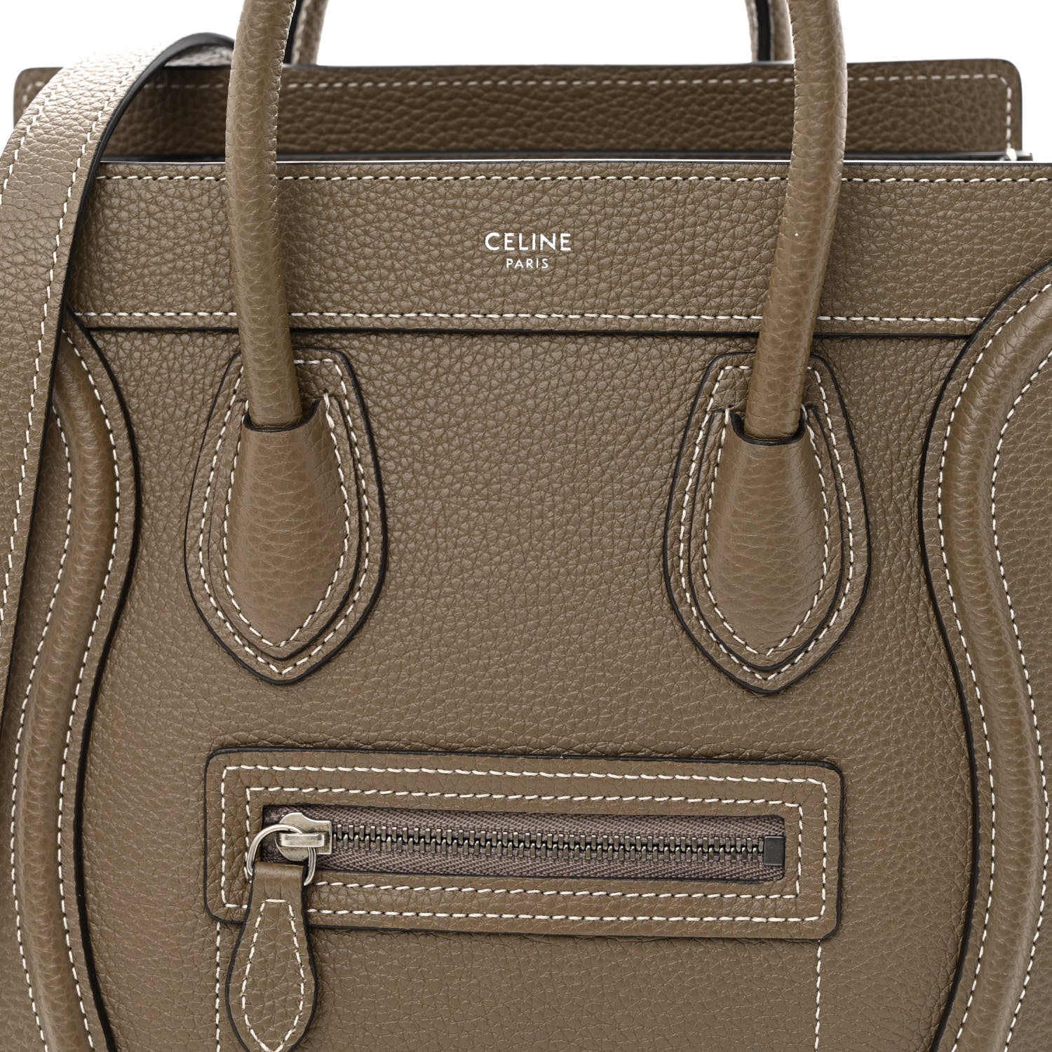 Celine Drummed Calfskin Nano Luggage Souris 8 of 10