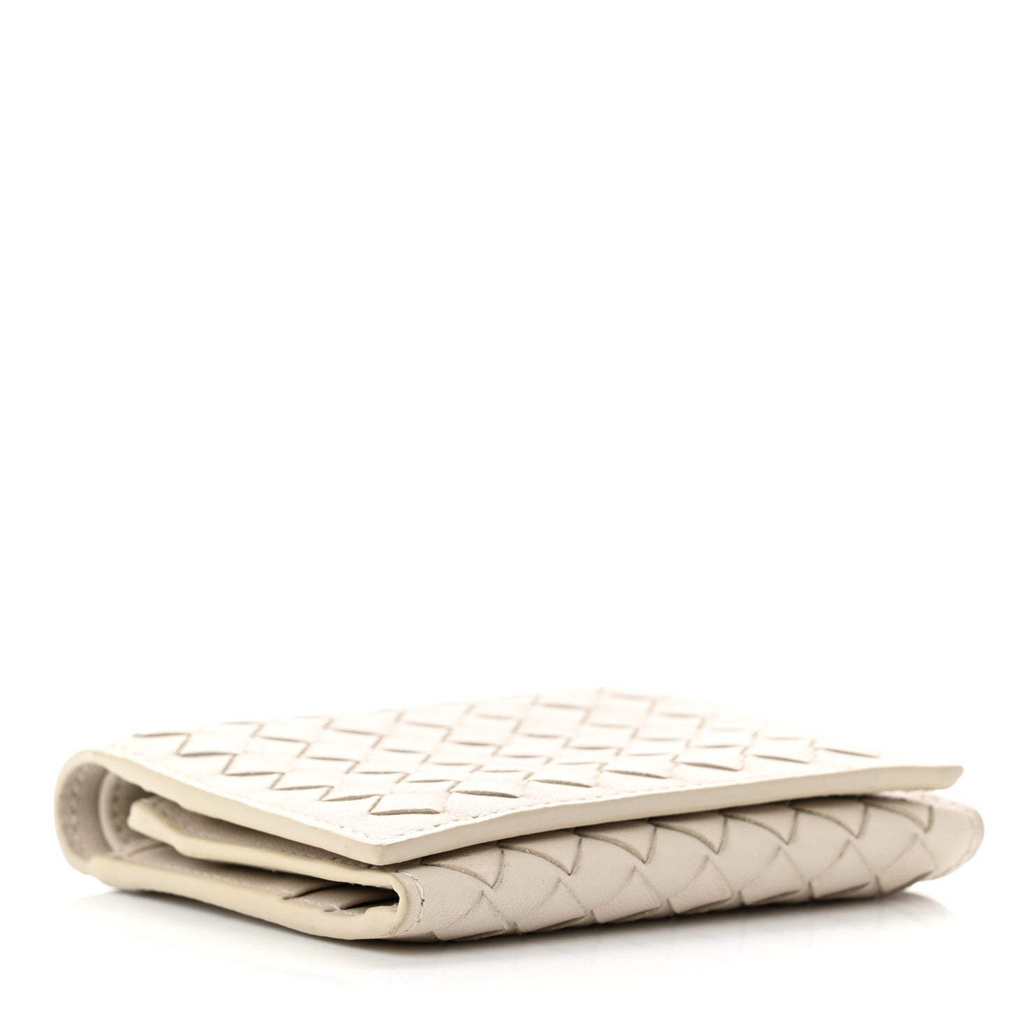 Nappa Intrecciato Tri-Fold Wallet White