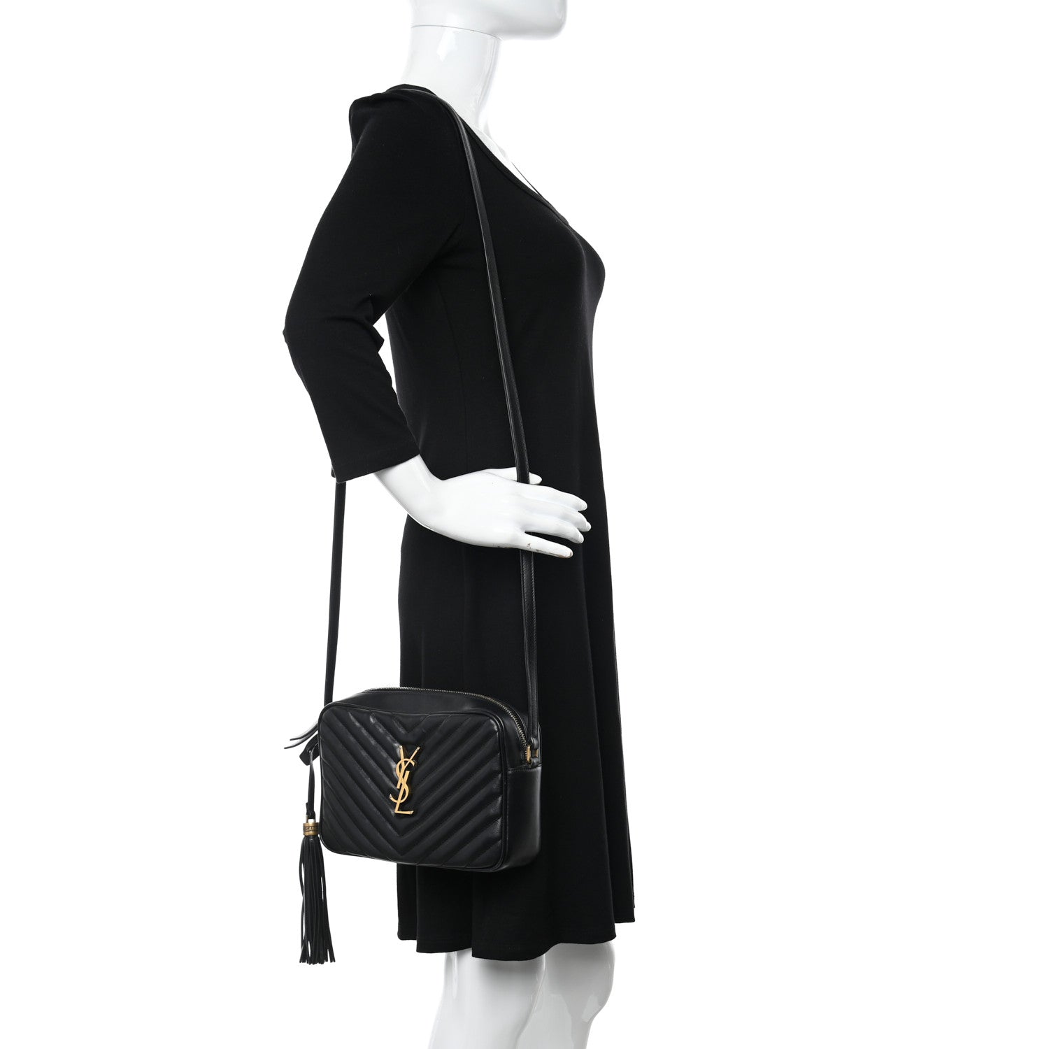 Saint Laurent Calfskin Matelasse Monogram Lou Camera Bag Black 2 of 9