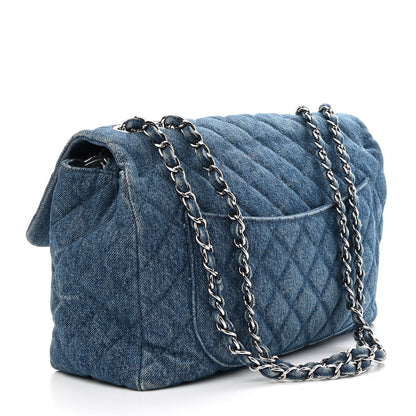 Chanel Denim Quilted CC Print Jumbo Single Flap Blue 2 of 8