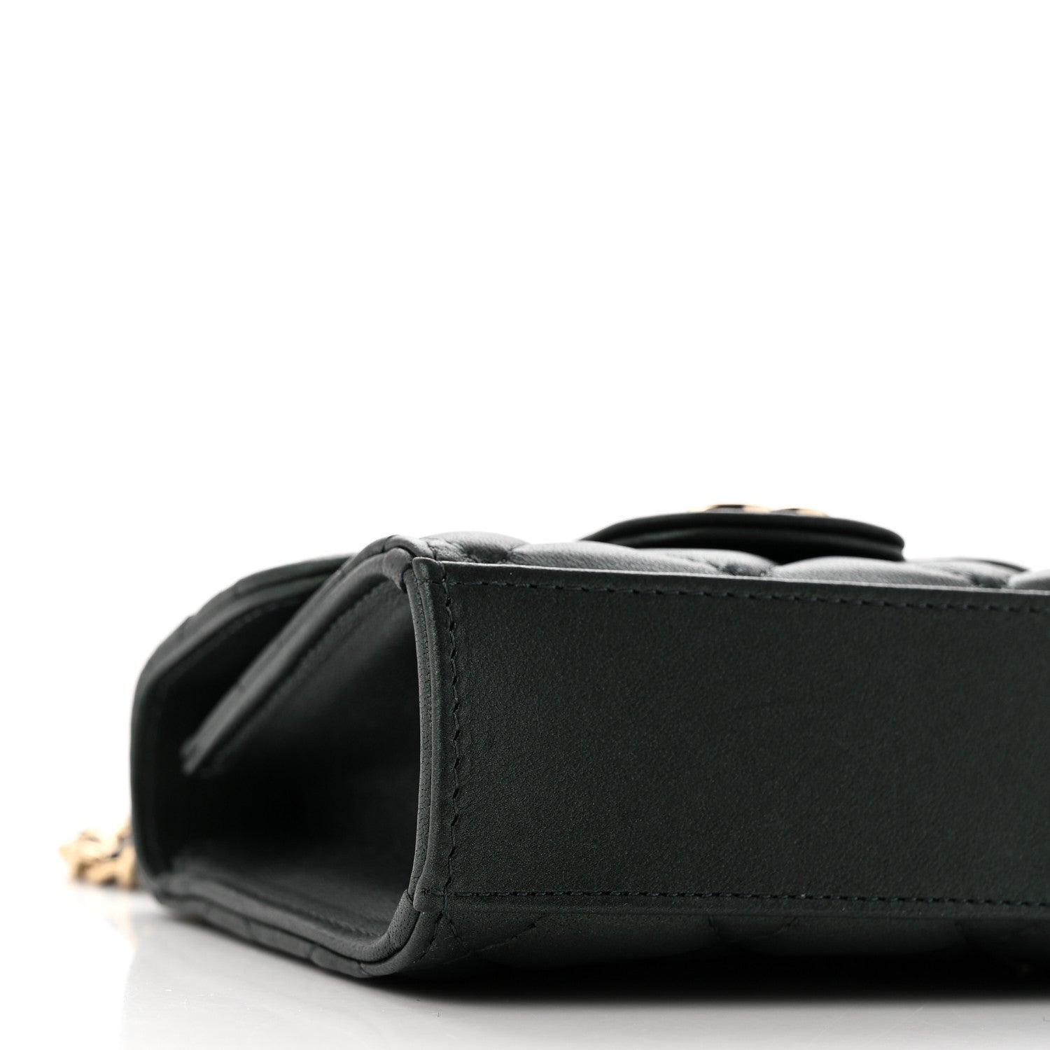 Chanel Iridescent Lambskin Quilted Top Handle Flap Clutch With Chain Dark Green 10 of 12